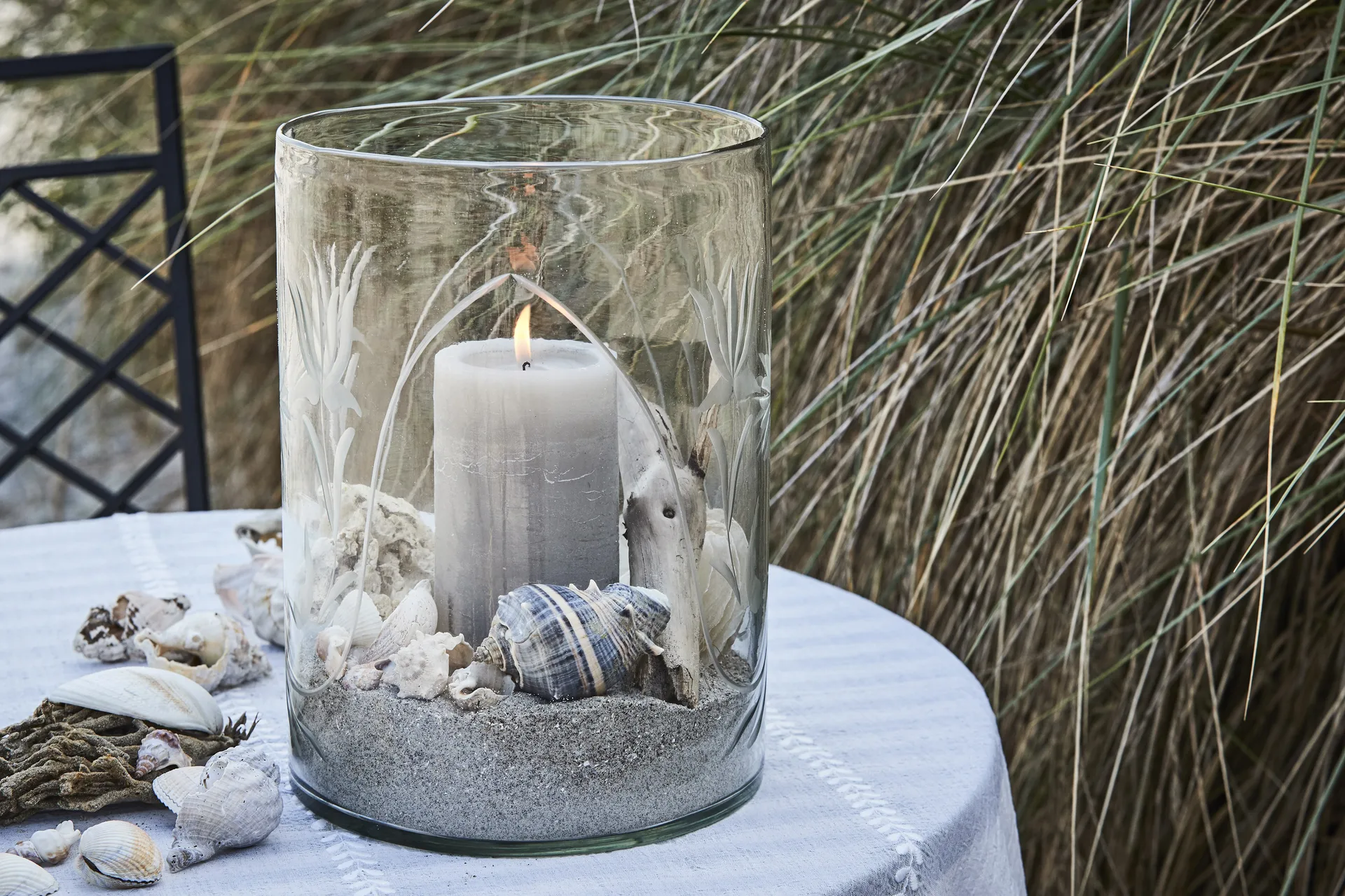 Lene Bjerre rustic candle light grey Ø7.5 cm, 12.5 cm Lene Bjerre