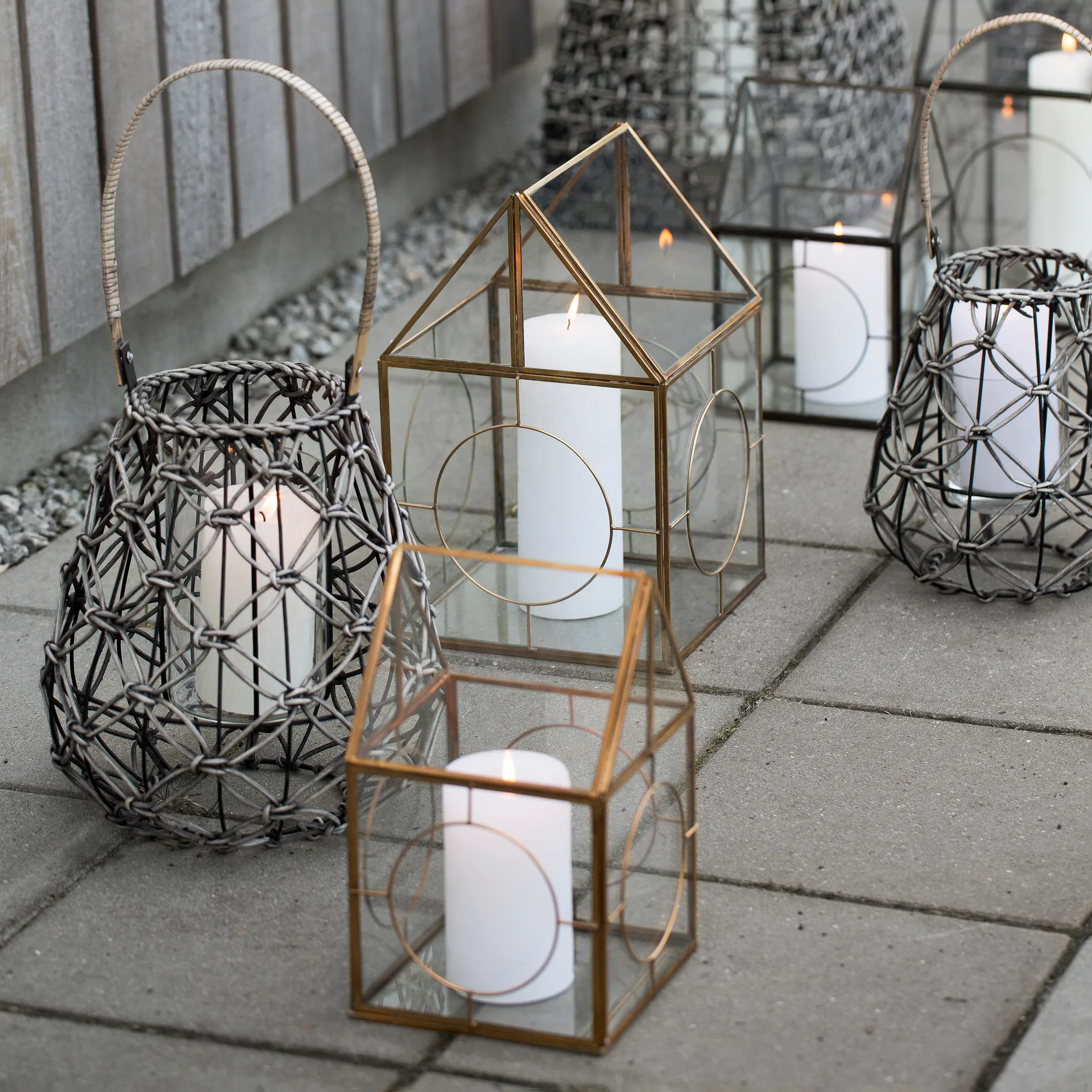Lene Bjerre Rustic candle, white 12.5 cm Lene Bjerre