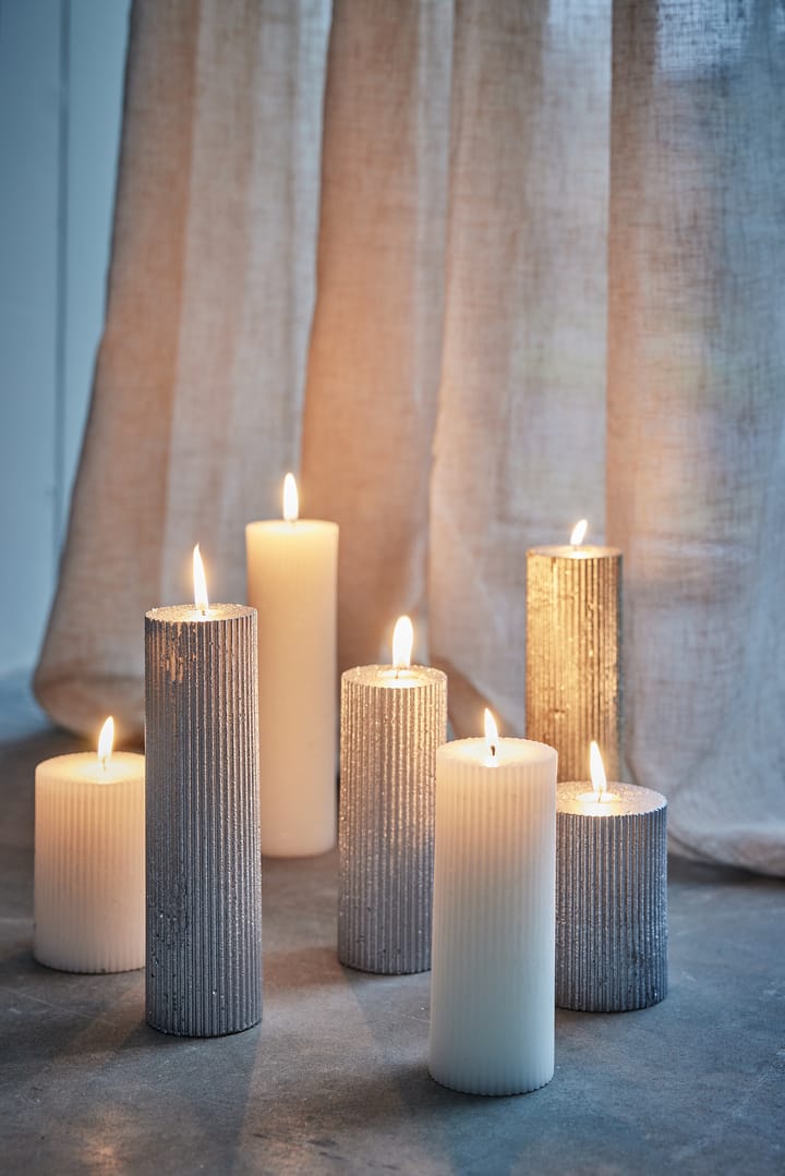 Lissa candle Ø7x10 cm, Silver Lene Bjerre