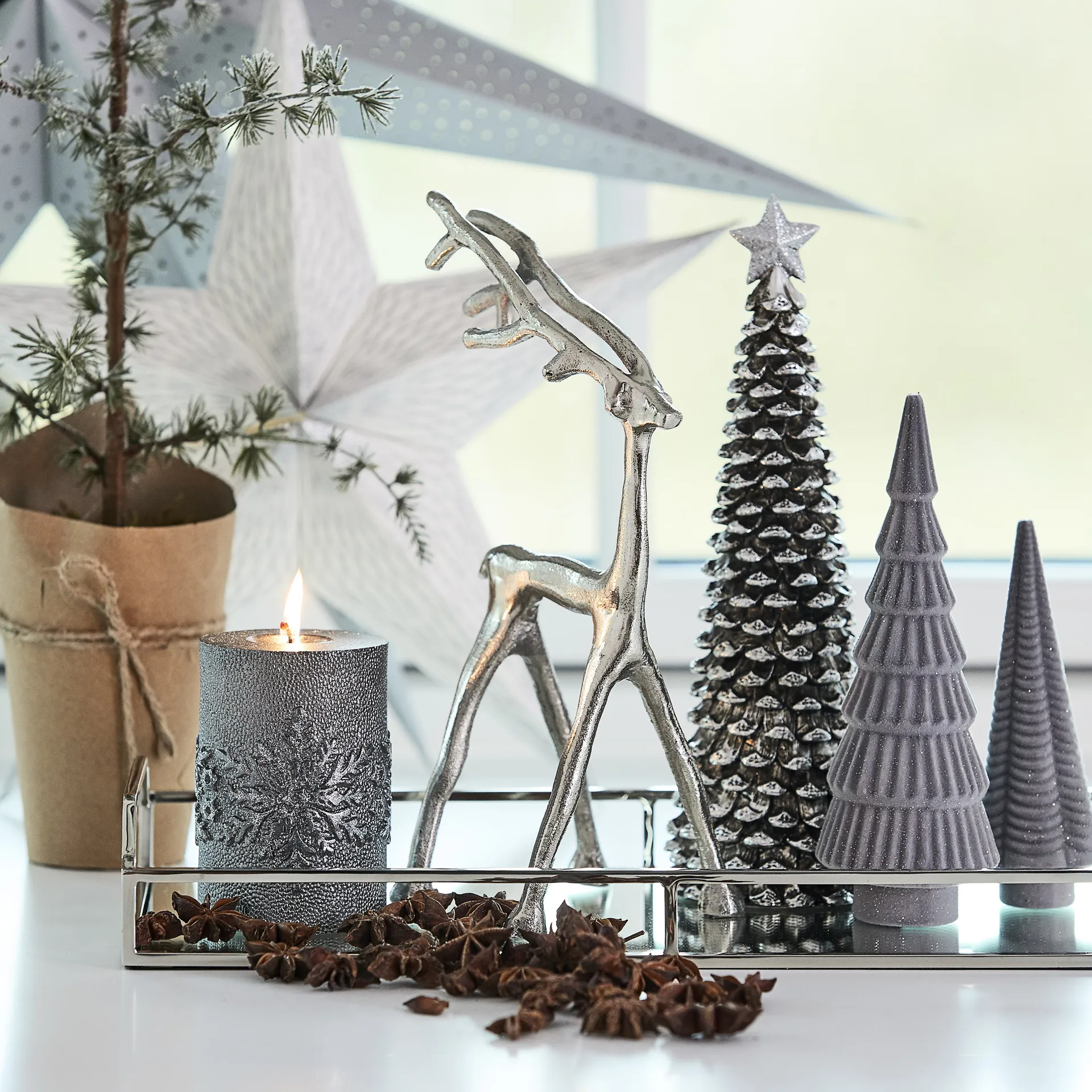 Marely decoration reindeer silver, small 27 cm Lene Bjerre