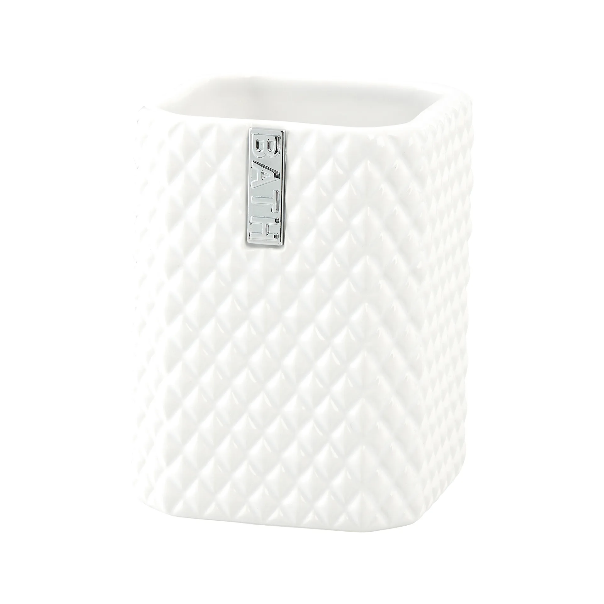 Marion tooth brush mug 10.5 cm, White-silver Lene Bjerre