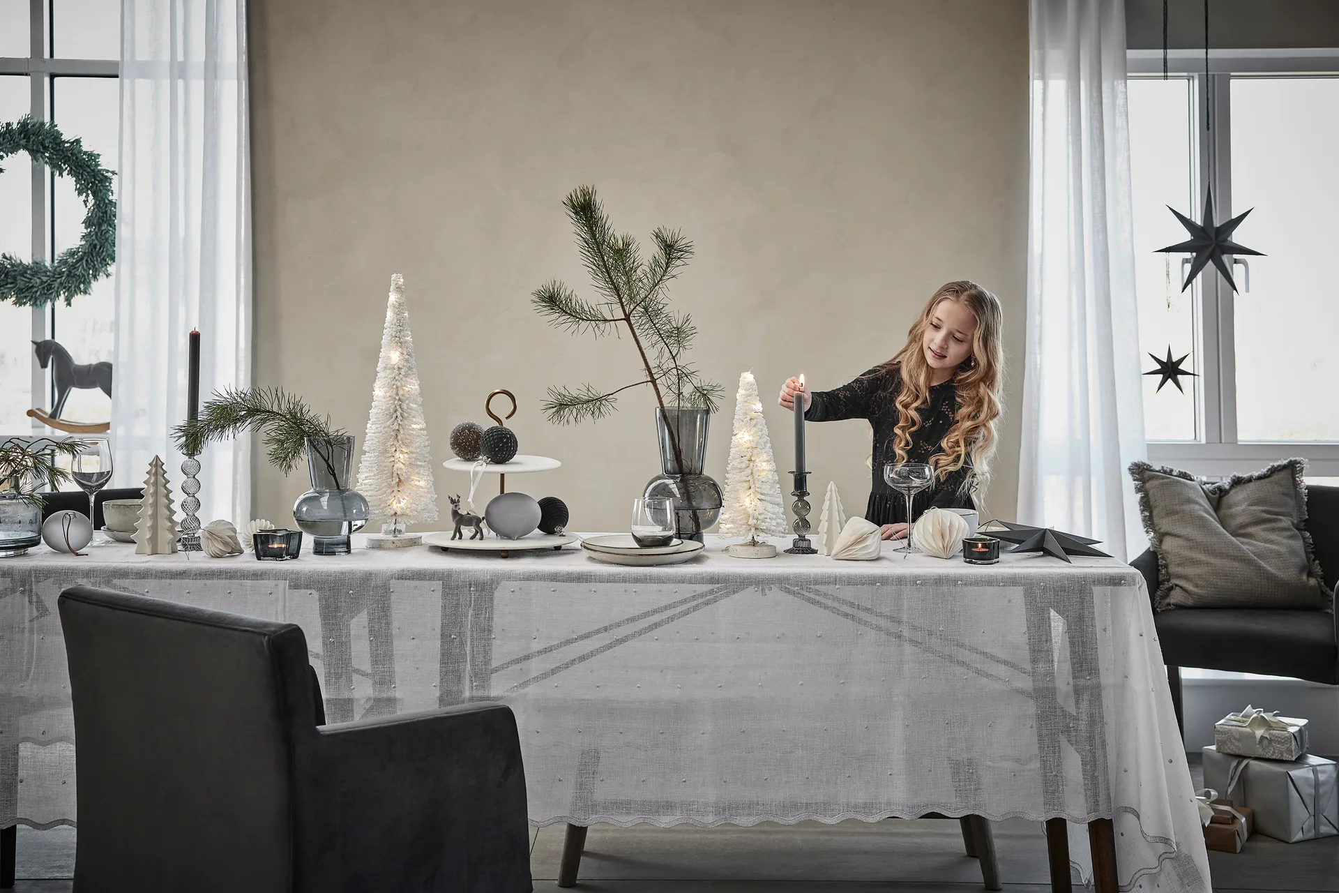 Molinne wood 20.5 cm, light grey Lene Bjerre