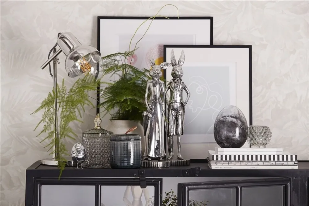 Murina decorative egg 15 cm, Clear-black Lene Bjerre