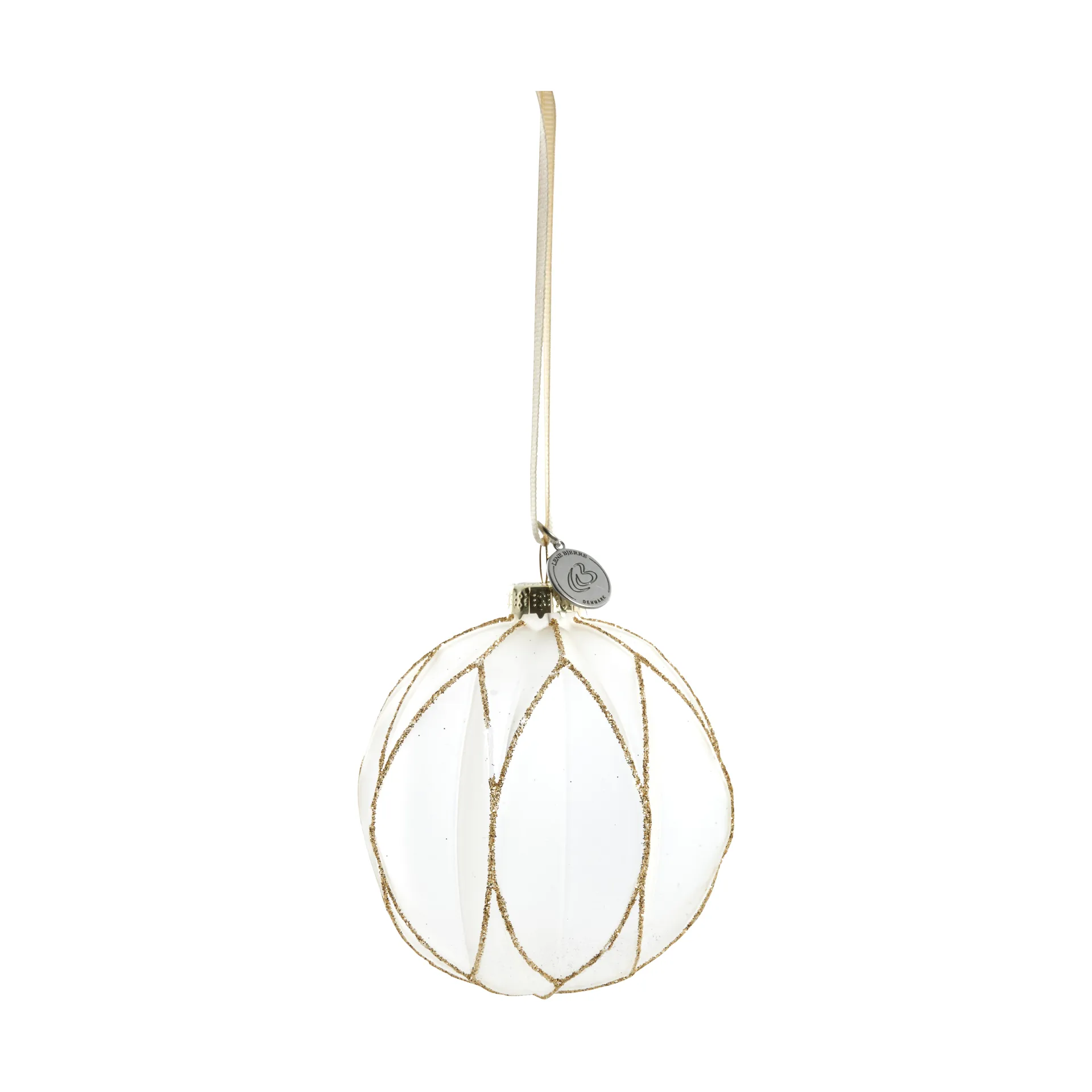 Navina Christmas bauble Ø8 cm, White-Light gold Lene Bjerre