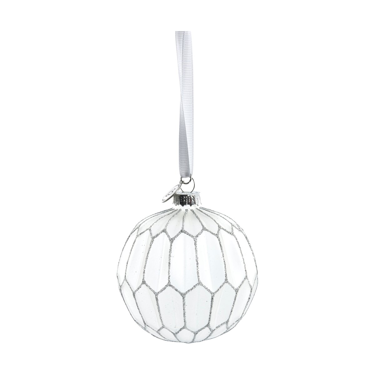 Lene Bjerre Navina Christmas bauble round Ø8 cm White-Silver