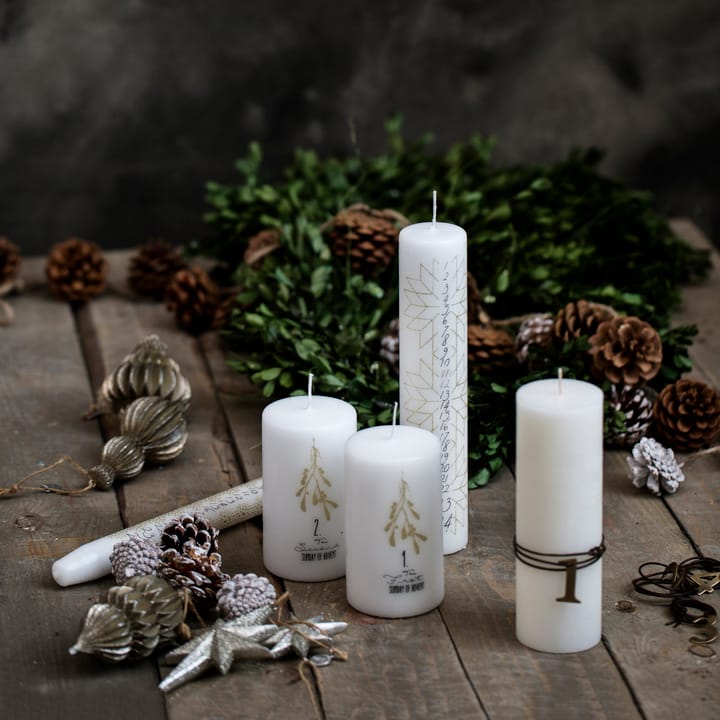 Nordic advent candle 29 cm - White-gold - Lene Bjerre
