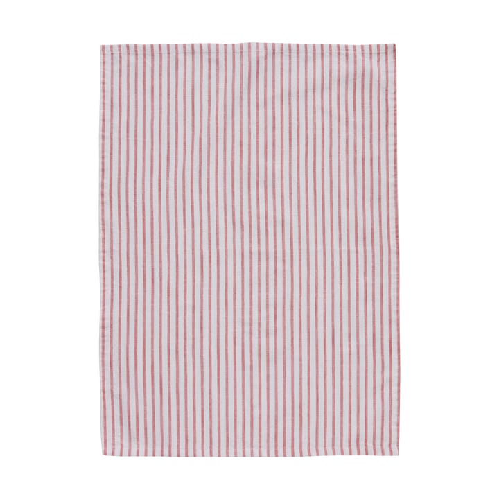 Olivia kitchen towel narrow stripes 50x70 cm - Off white-dark coral - Lene Bjerre