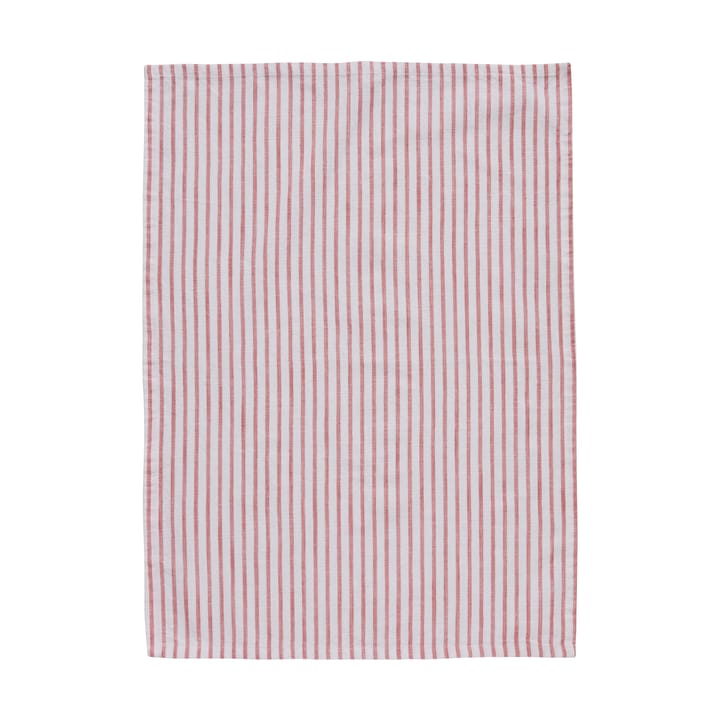 Olivia kitchen towel narrow stripes 50x70 cm - Off white-dark coral - Lene Bjerre