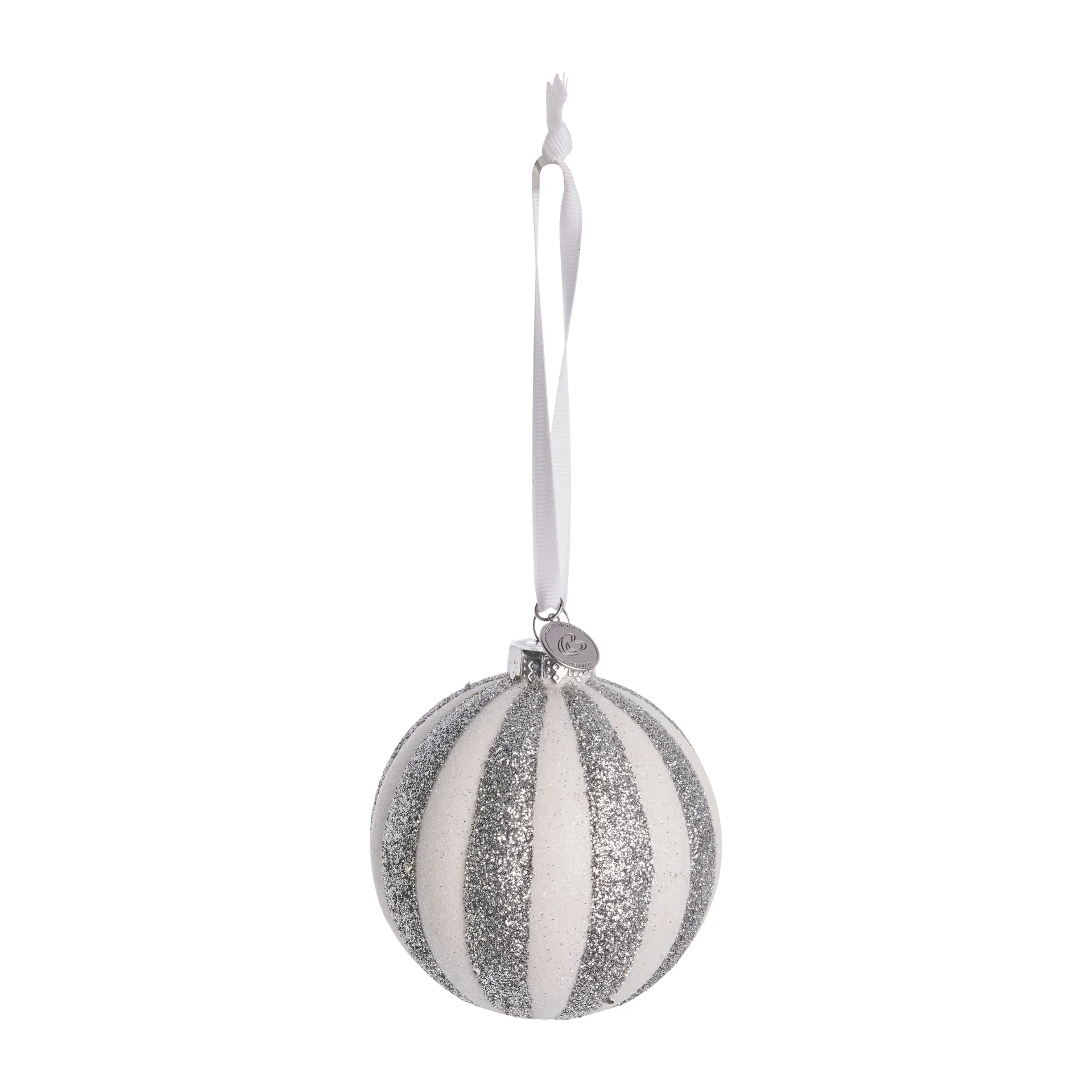Selvie bauble Ø8 cm, white-silver Lene Bjerre