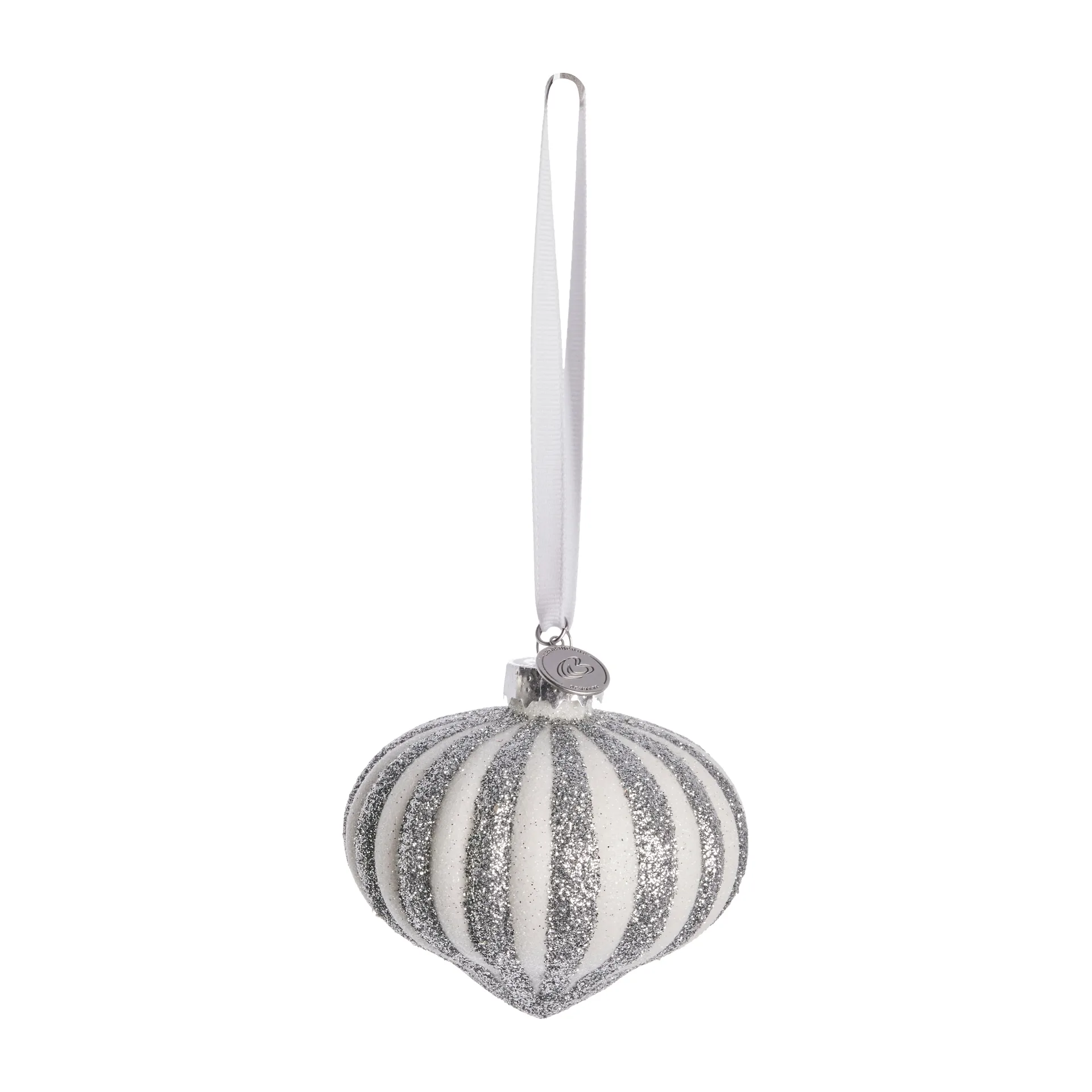 Selvie Christmas decoration Ø8 cm, white-silver Lene Bjerre