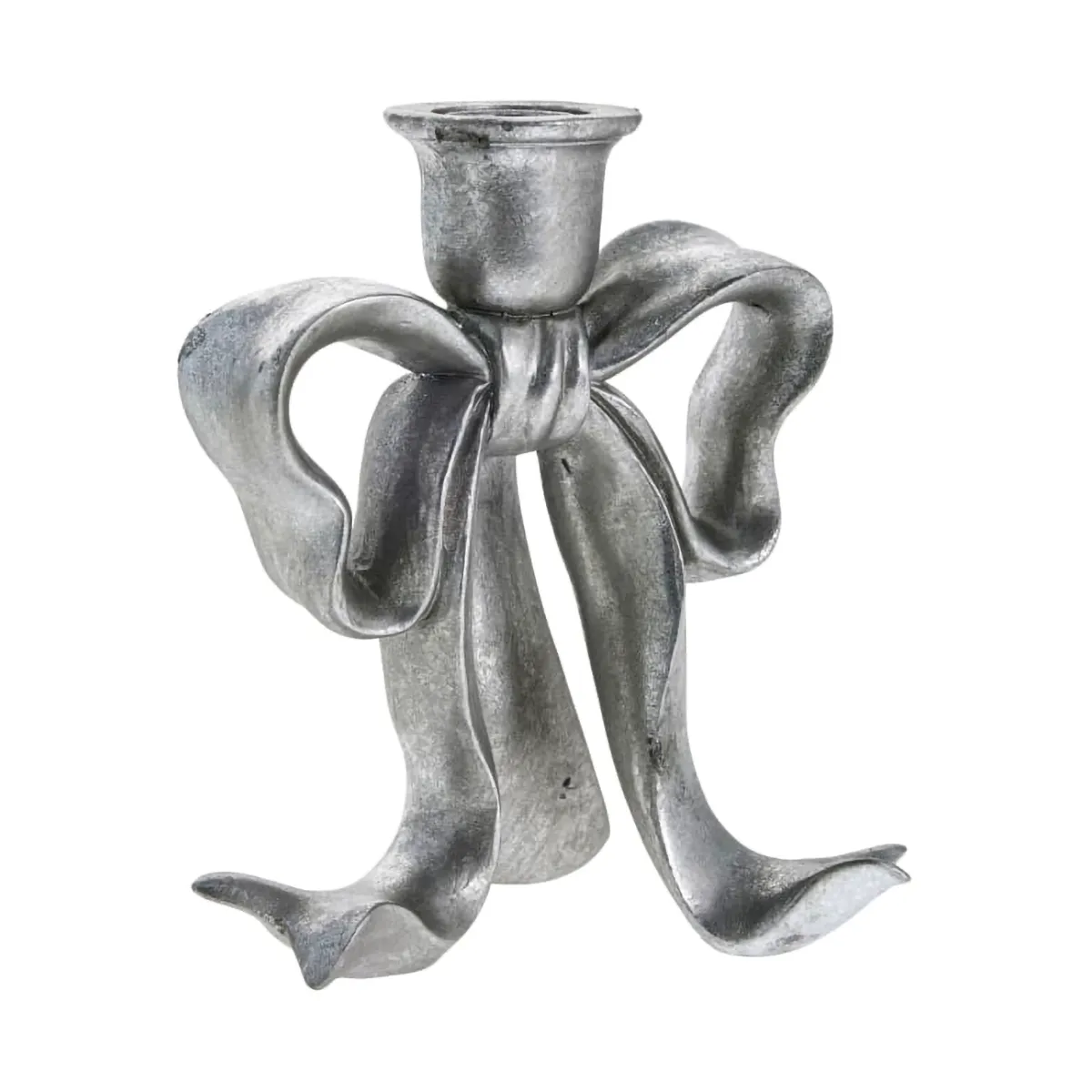 Serafina bow candle holder 19.7 cm, Antique silver Lene Bjerre