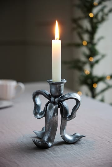 Serafina bow candle holder 19.7 cm - Antique silver - Lene Bjerre
