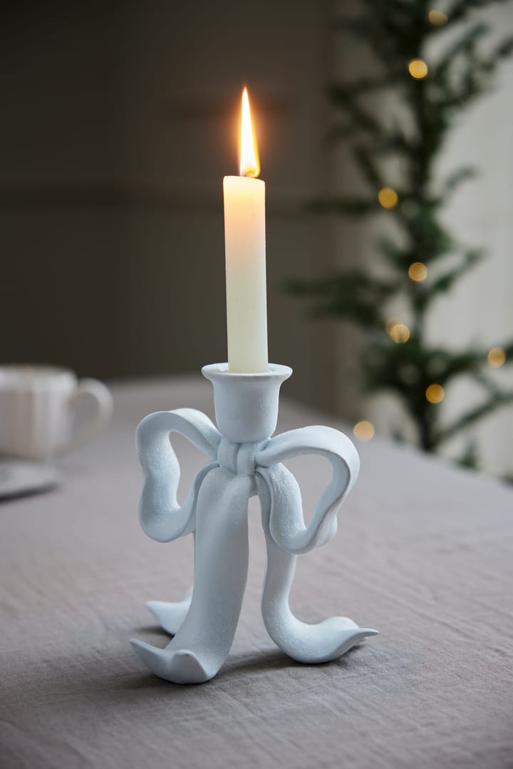 Serafina bow candle holder 19.7 cm, White Lene Bjerre