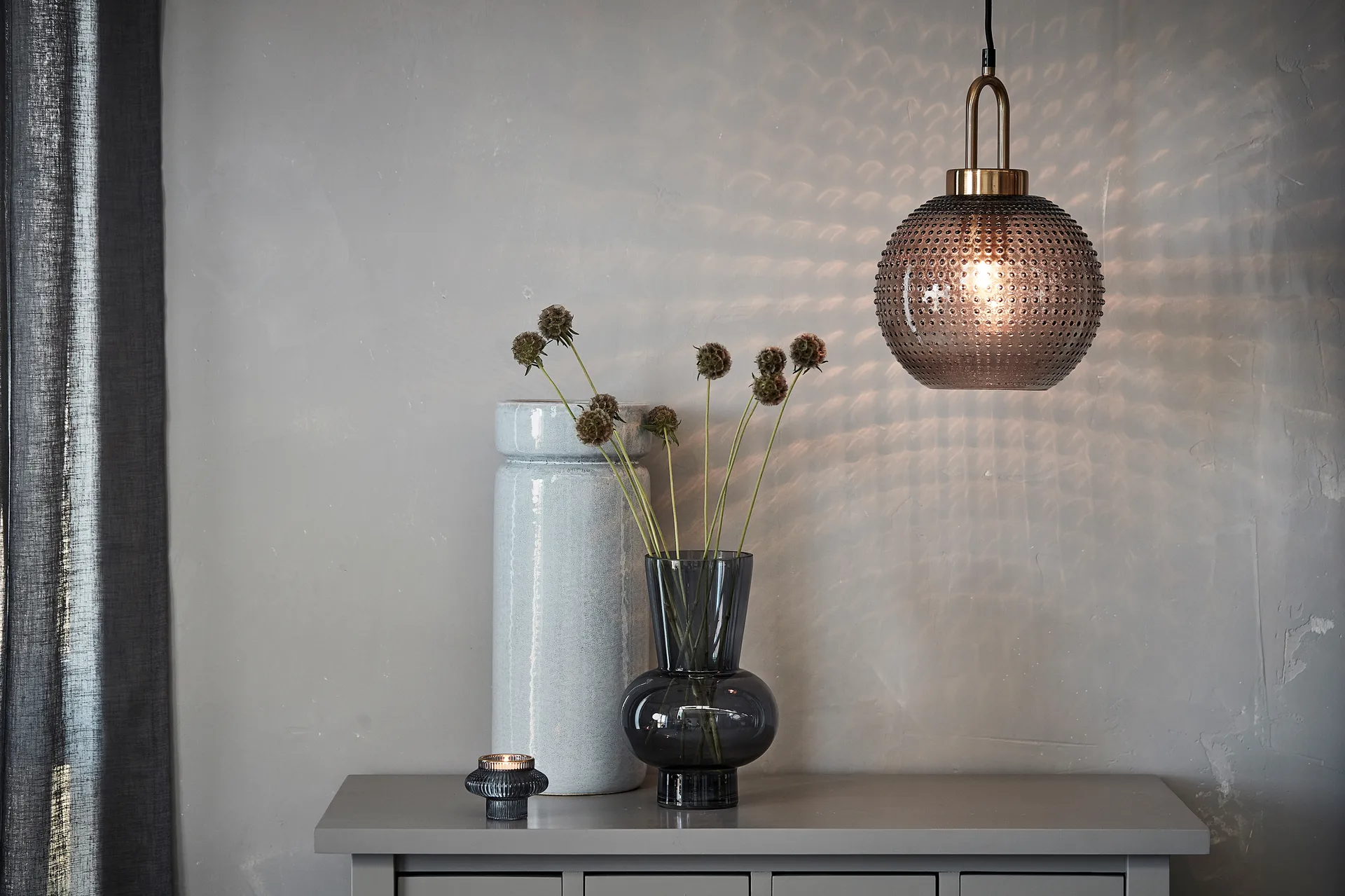 Sivia lantern 6 cm, Dark grey-light gold Lene Bjerre