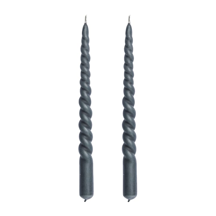 Twisted candle 25 cm 2-pack - Dark grey - Lene Bjerre