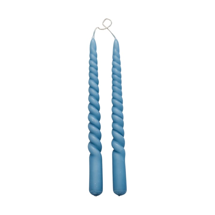 Twisted candle 25 cm 2-pack - F. Blue - Lene Bjerre