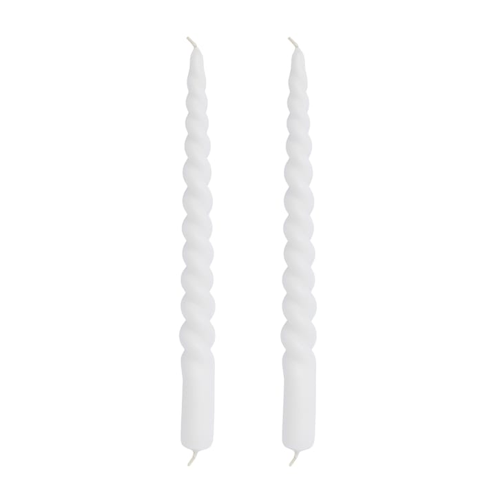 Twisted candle 25 cm 2-pack - White - Lene Bjerre