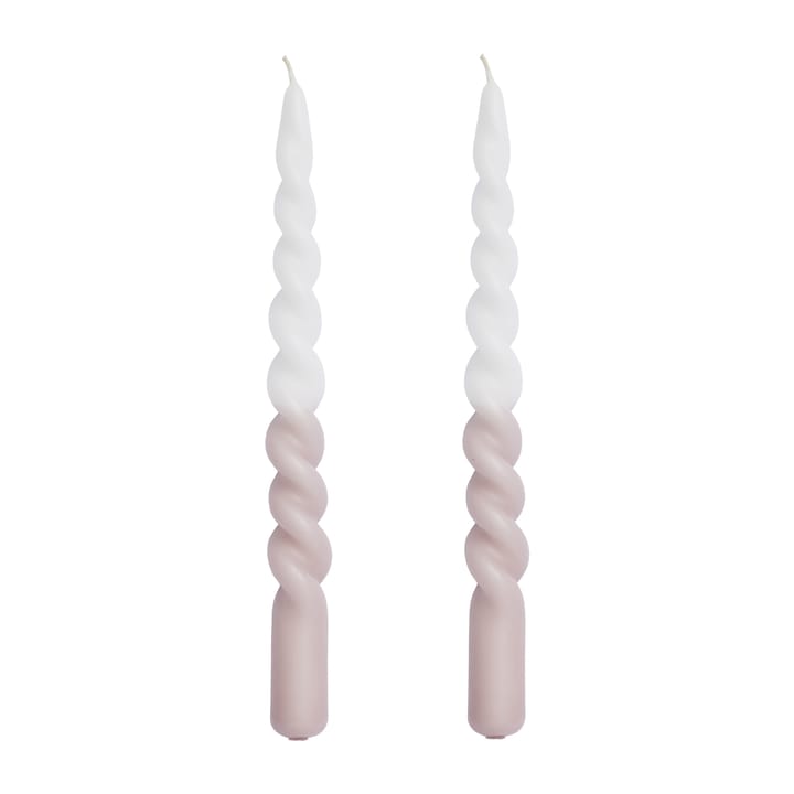 Twisted candle - two tone 25 cm 2-pack - Bark-white - Lene Bjerre