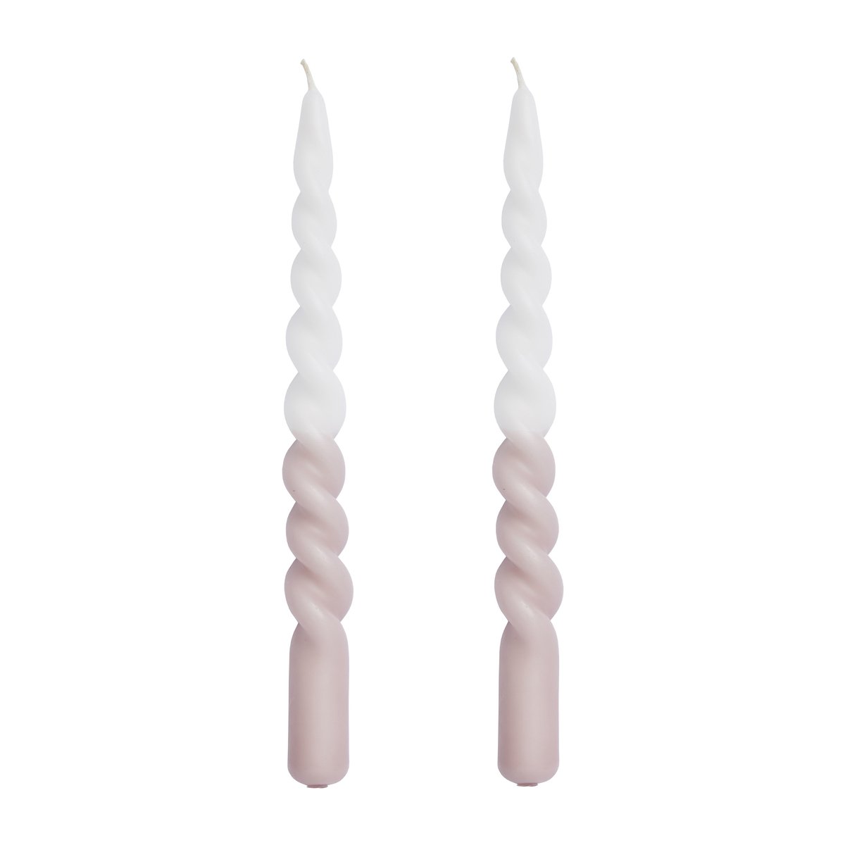 Lene Bjerre Twisted candle - two tone 25 cm 2-pack Bark-white