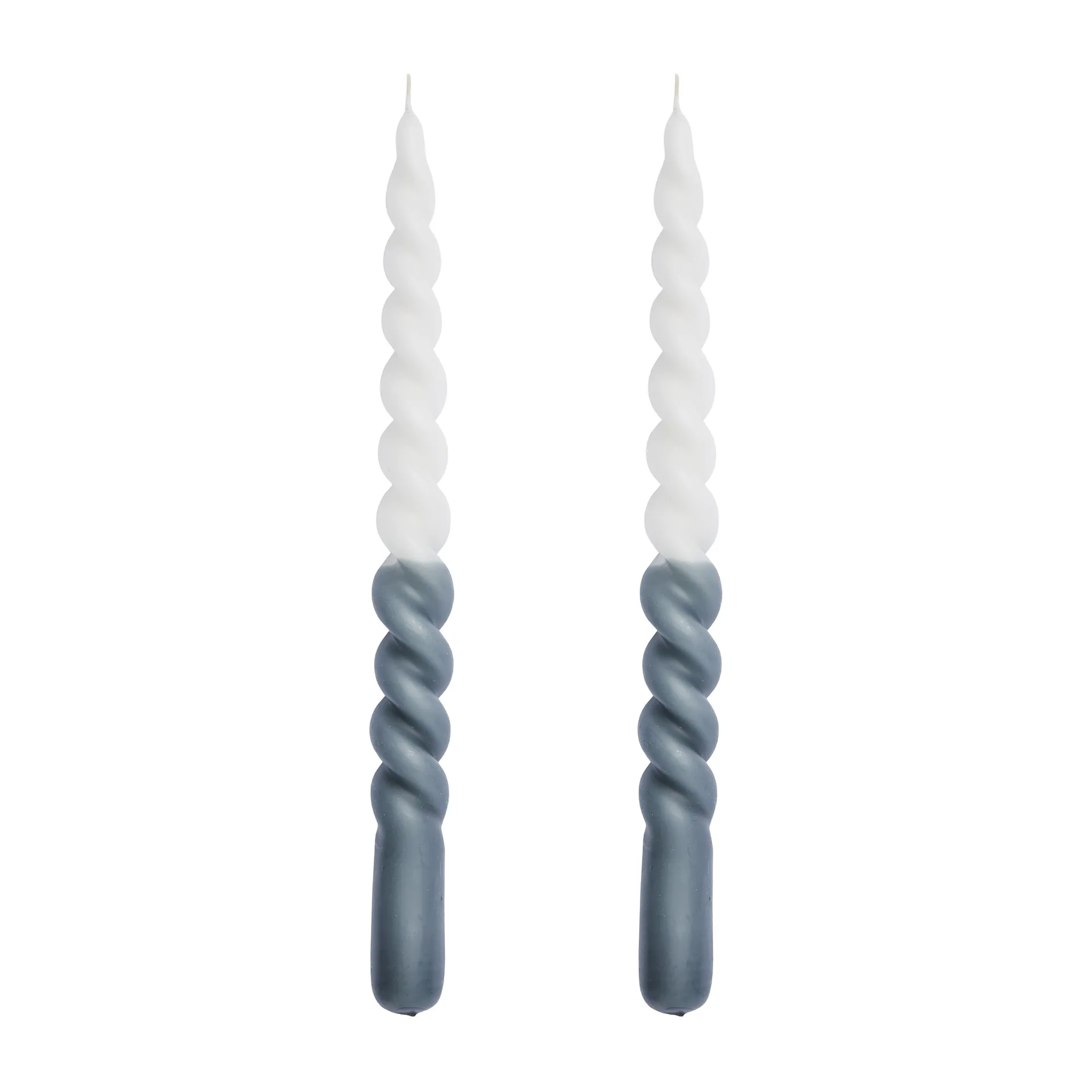 Twisted candle - two tone 25 cm 2-pack, Dark grey-white Lene Bjerre