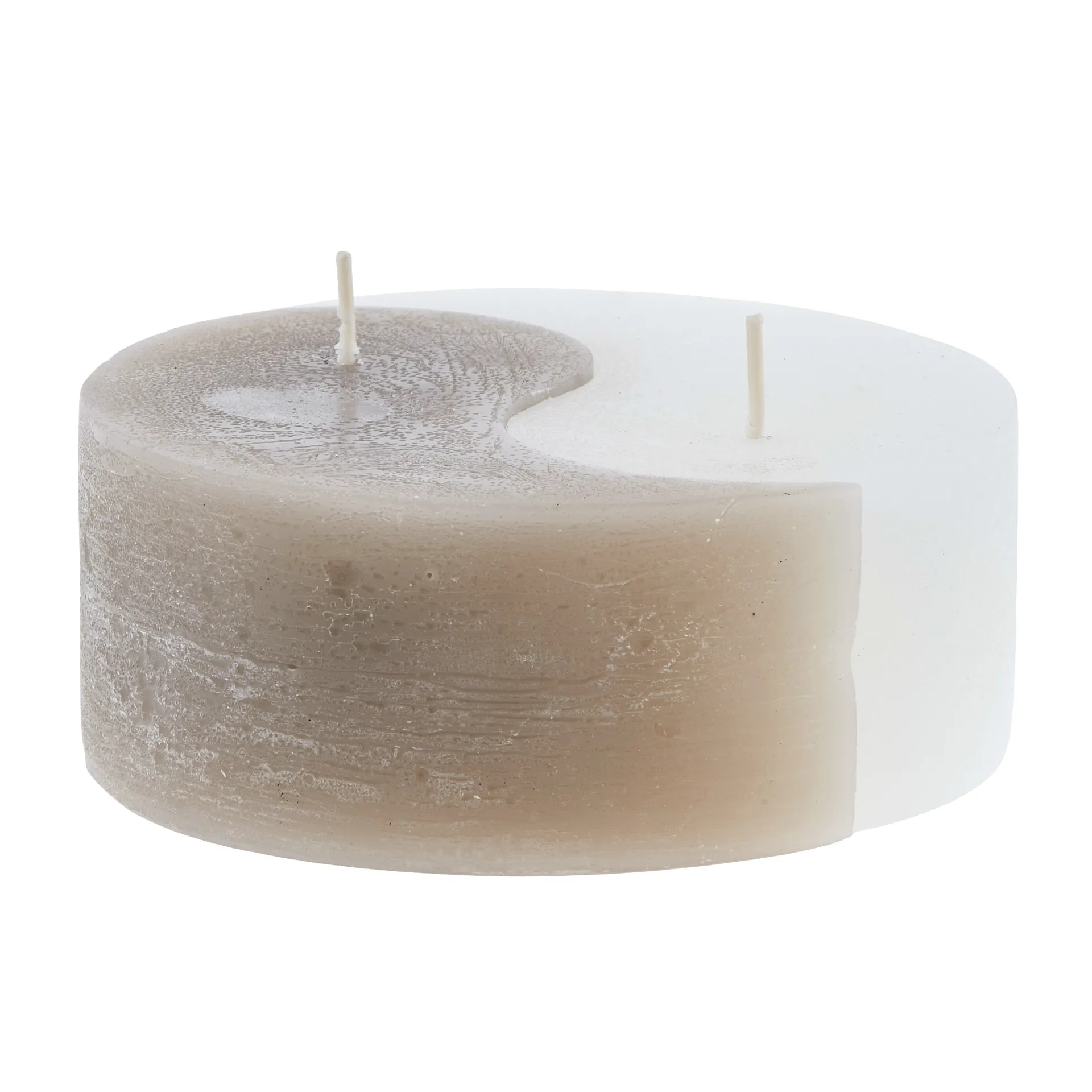 YingYang block candle Ø13 cm, Silver grey-white Lene Bjerre