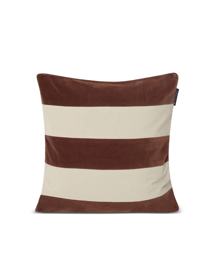 Block pillowcase 50x50 cm cotton velvet - Brown-striped - Lexington