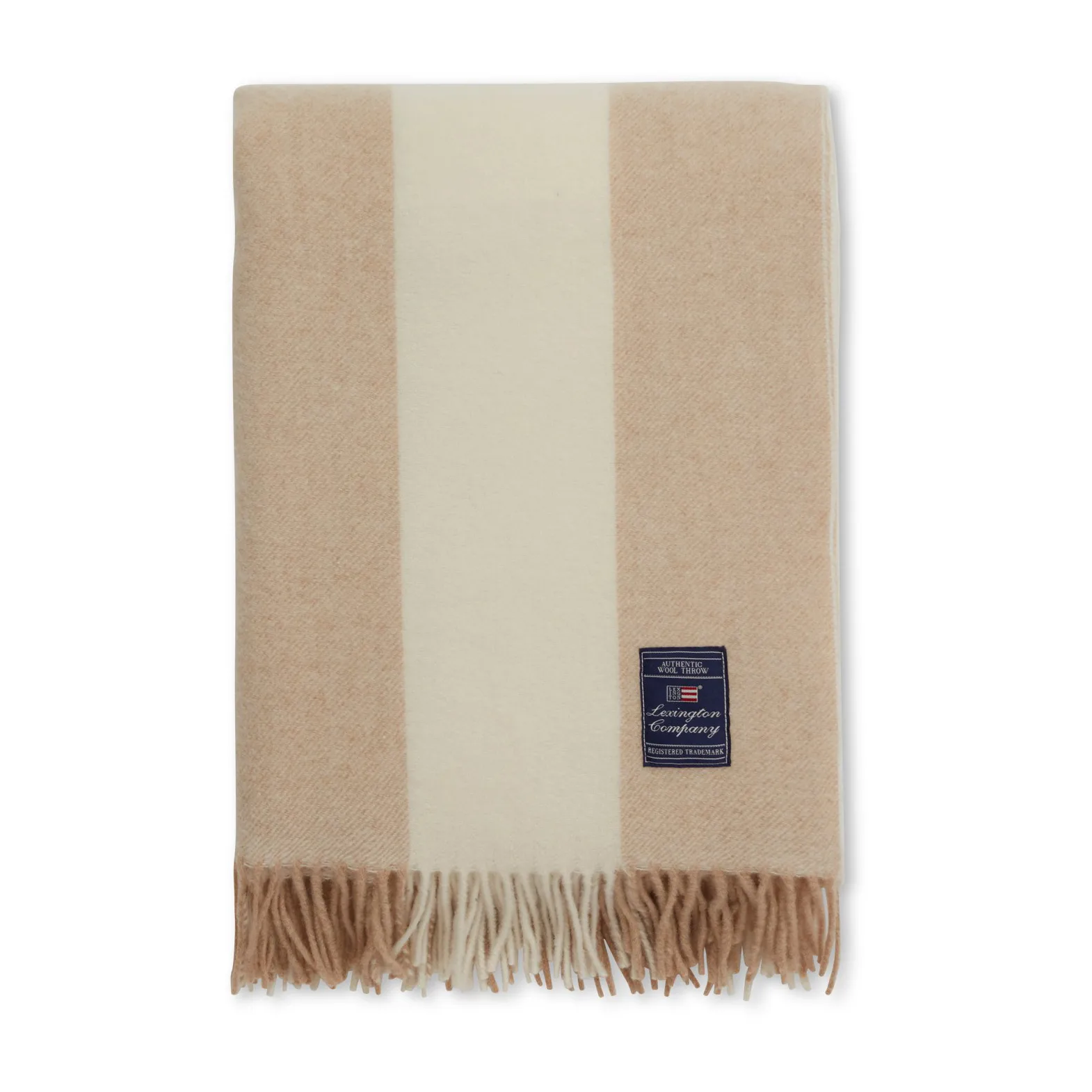 Block Striped Recycled Wool throw 130x170 cm, Oat-White Lexington