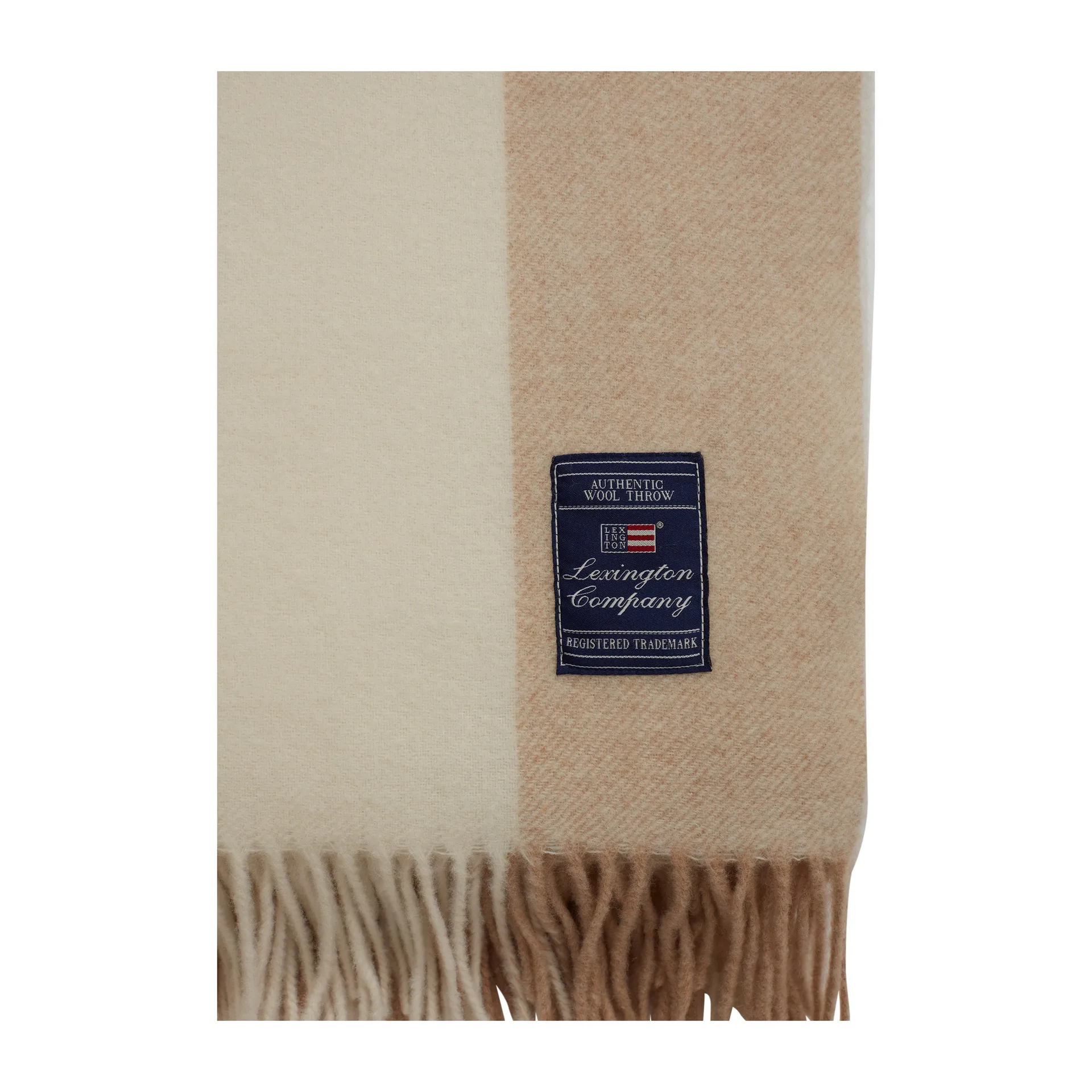 Block Striped Recycled Wool throw 130x170 cm, Oat-White Lexington