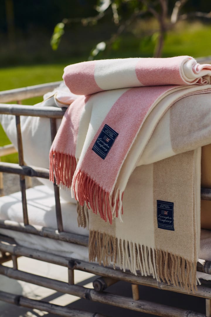 Block Striped Recycled Wool throw 130x170 cm - Oat-White - Lexington