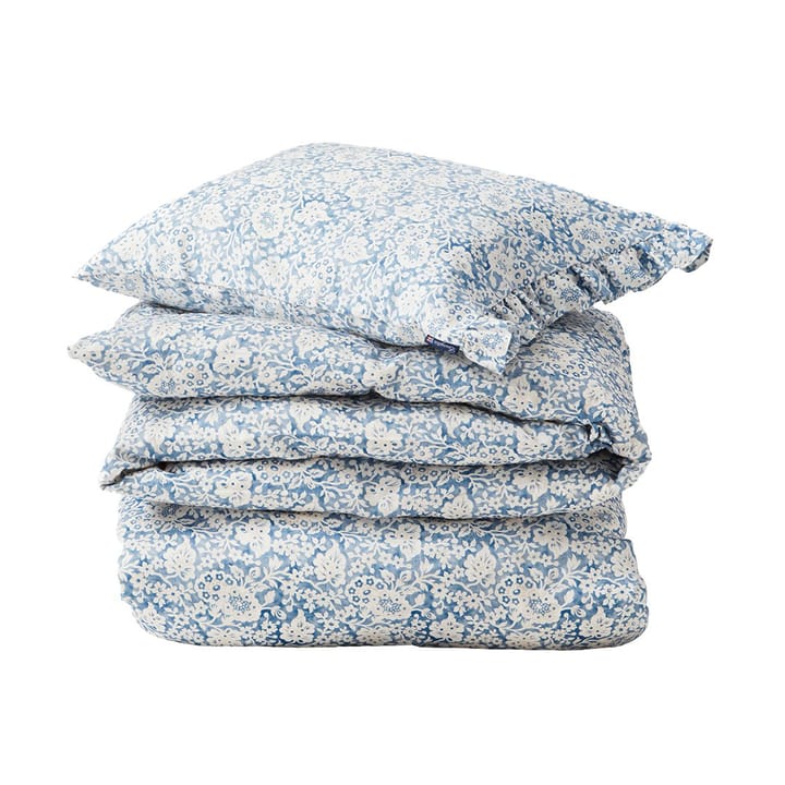 Blue Floral Printed Cotton Sateen bed set - 50x60 cm, 150x210 cm - Lexington