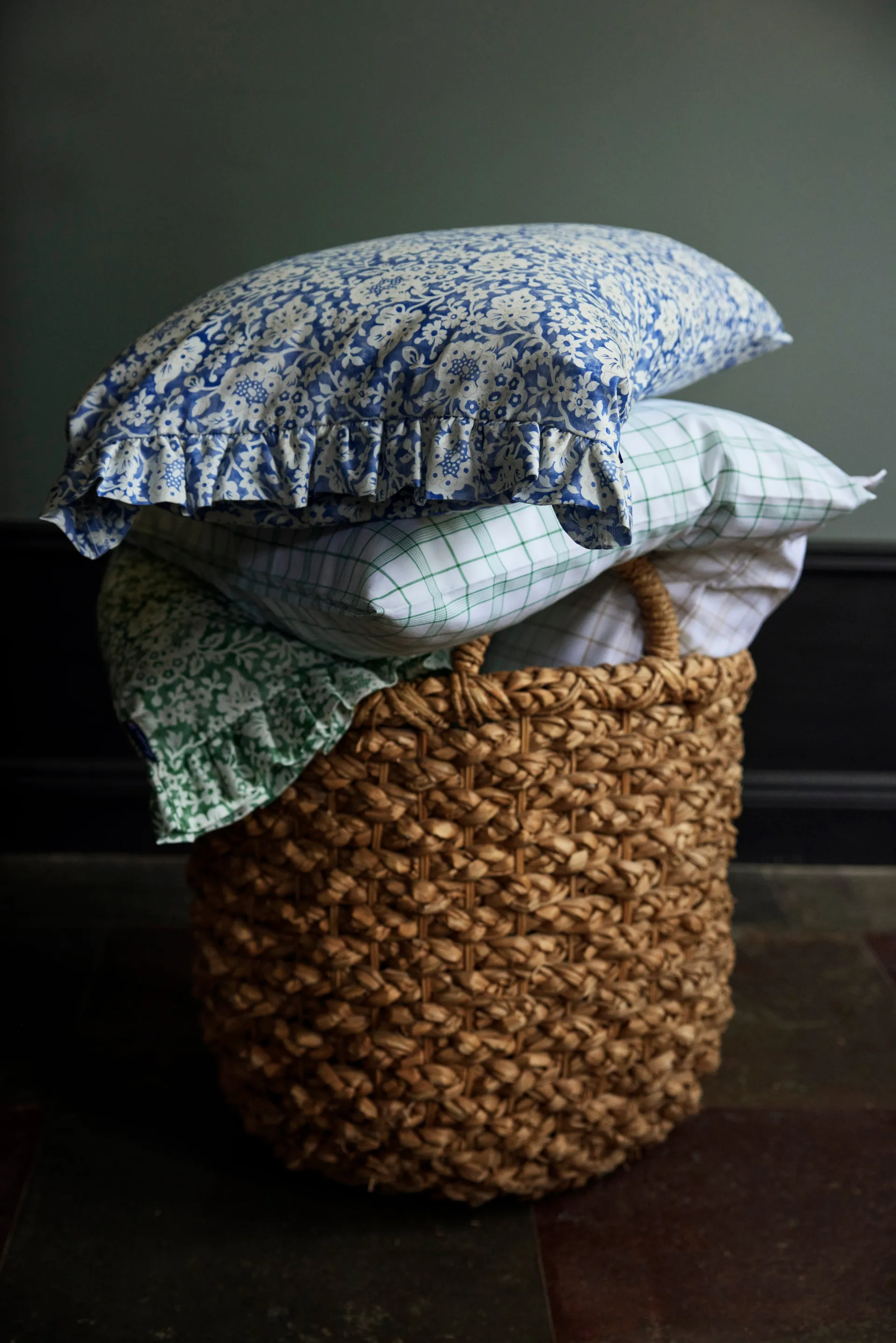 Blue Floral Printed Cotton Sateen bed set, 50x60 cm, 150x210 cm Lexington