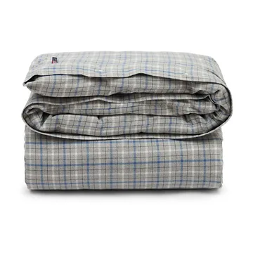 Checked cotton and flannel duvet cover 220x220 cm - Gray Melange/Blue/White - Lexington