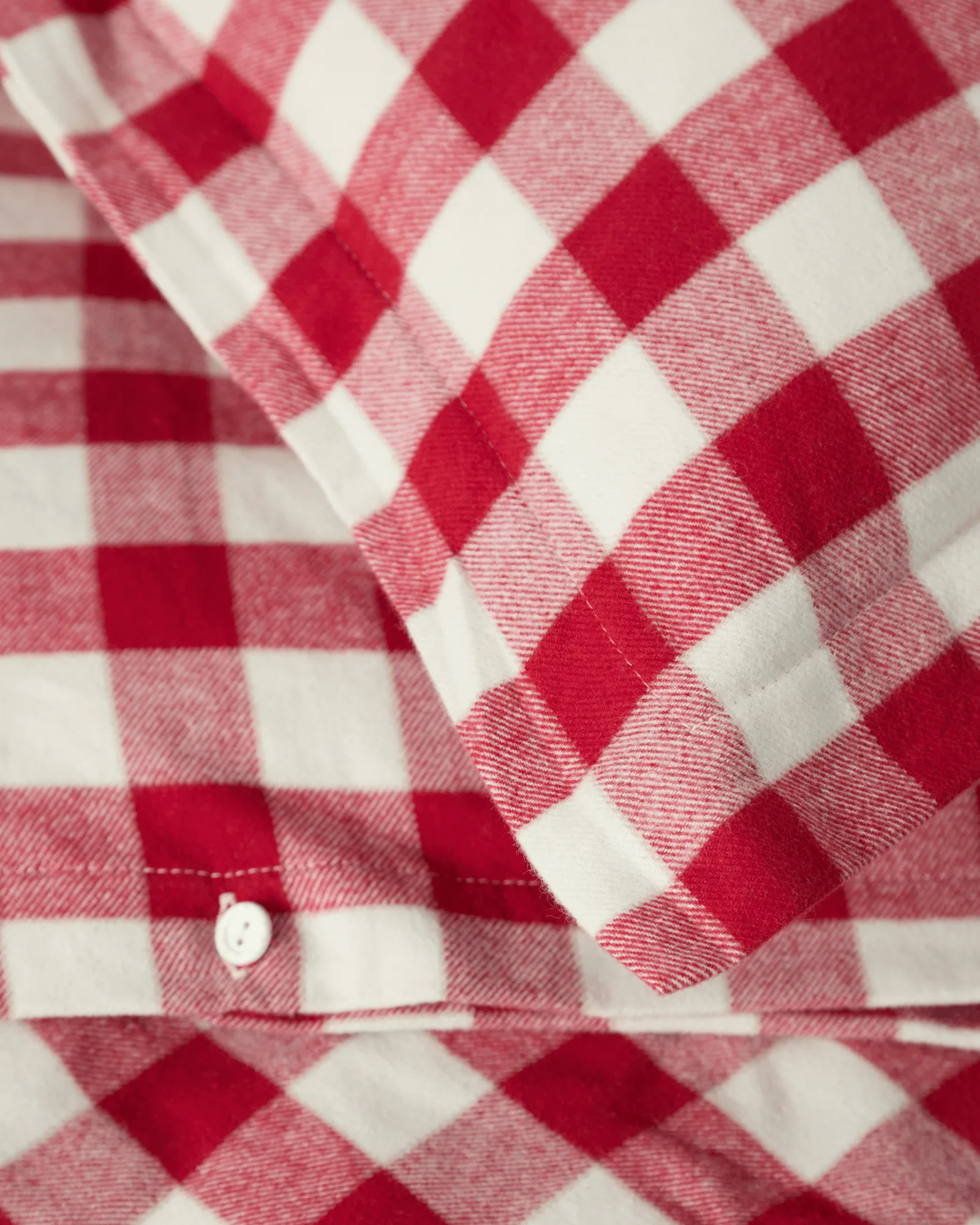 Checked cotton flannel bedding set, Red-light beige, 2 pcs 50x60 cm/220x220 cm Lexington