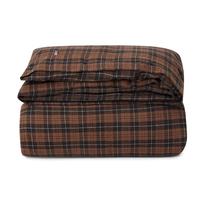 Checked Cotton Flannel duvet cover 150x210 cm - Brown-dark grey - Lexington