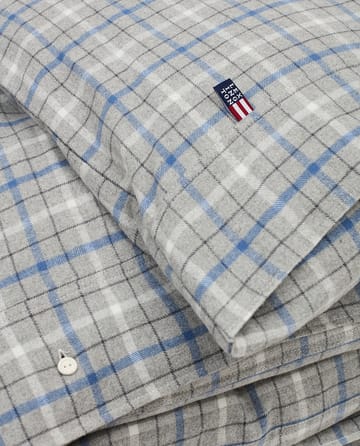 Checked Cotton Flannel duvet cover 150x210 cm - Grey-blue - Lexington