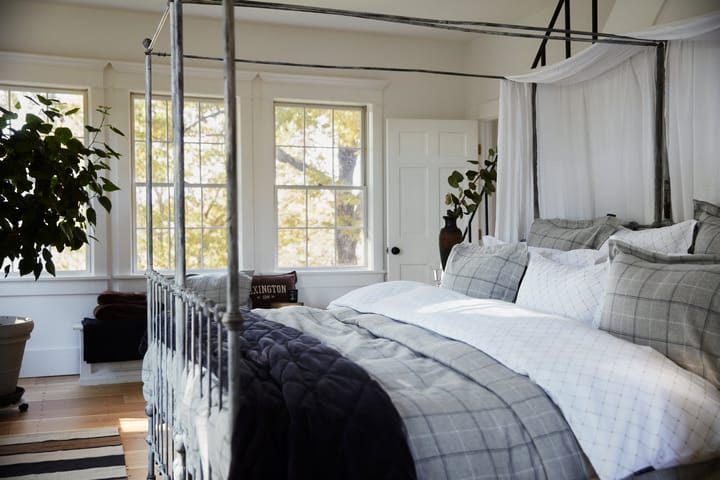 Checked Cotton Flannel duvet cover 150x210 cm, Light grey-dove Lexington