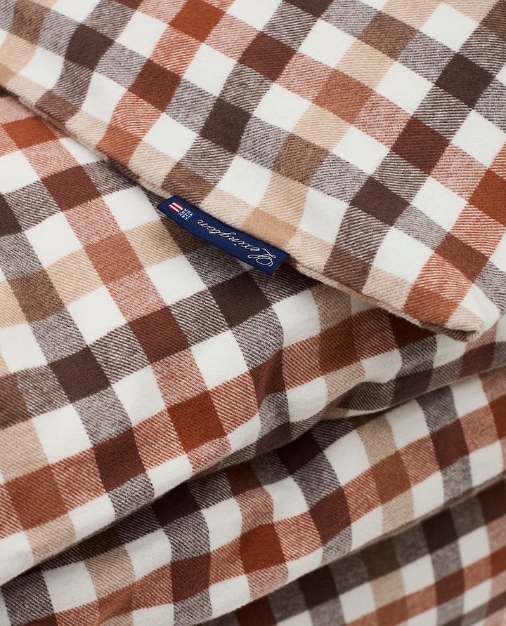 Checked Cotton Flannel duvet cover 150x210 cm, Rust brown-white Lexington