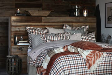 Checked Cotton Flannel duvet cover 150x210 cm - Rust brown-white - Lexington