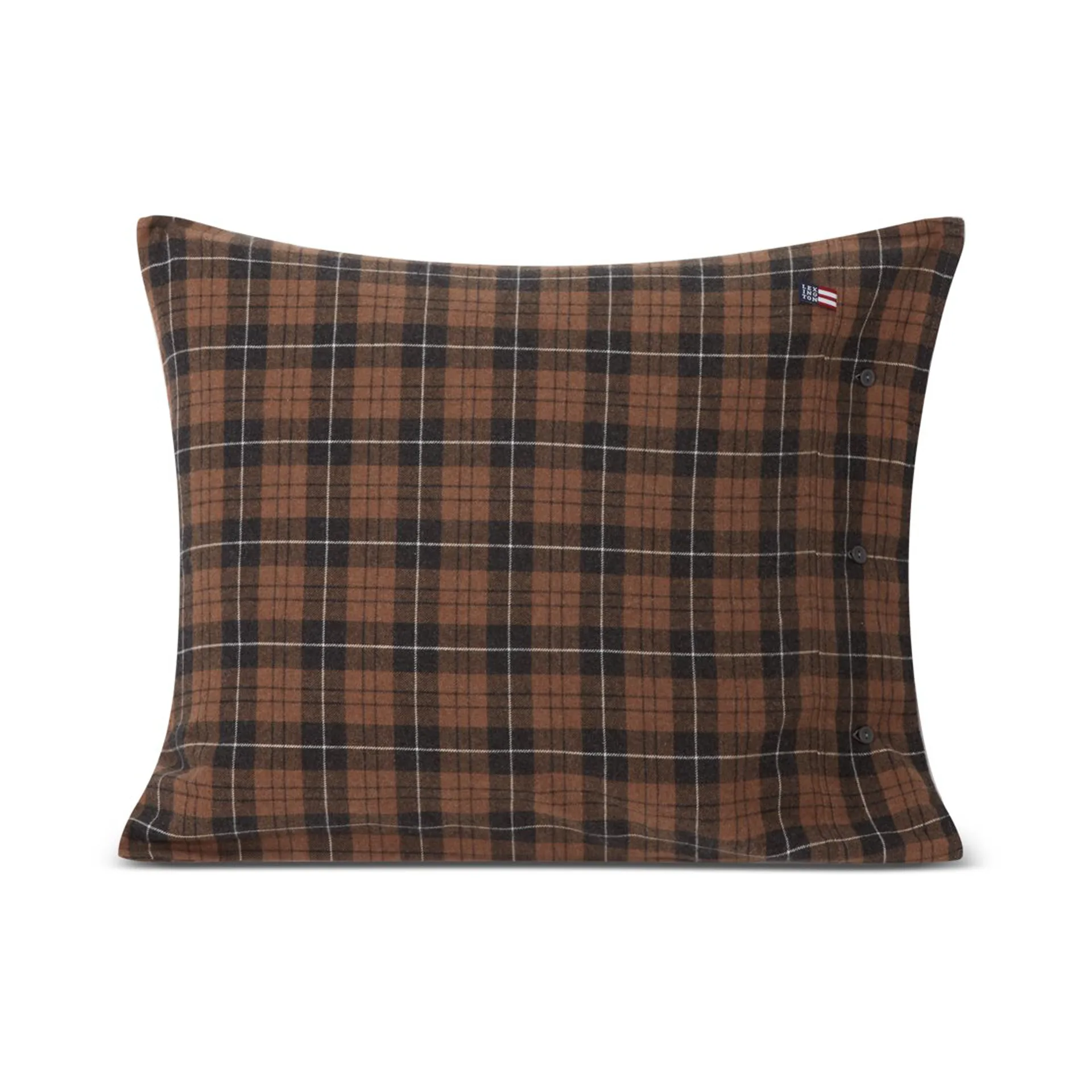 Checked Cotton Flannel pillowcase 50x60 cm, Brown-dark grey Lexington