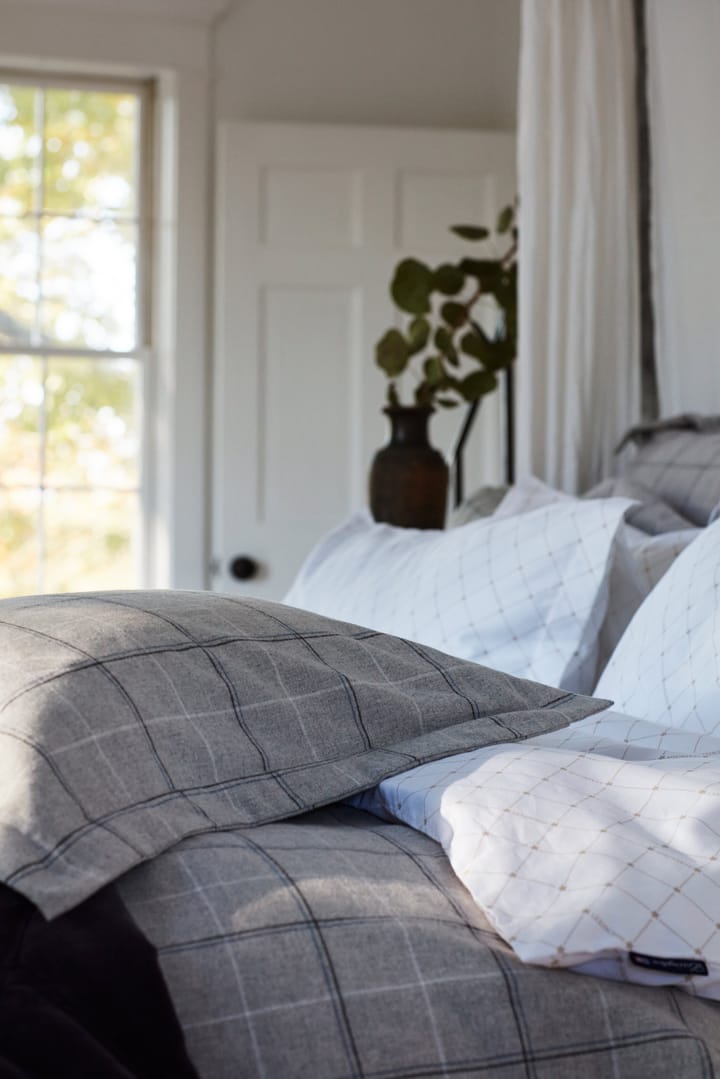 Checked Cotton Flannel pillowcase 50x60 cm - Light grey-dove - Lexington
