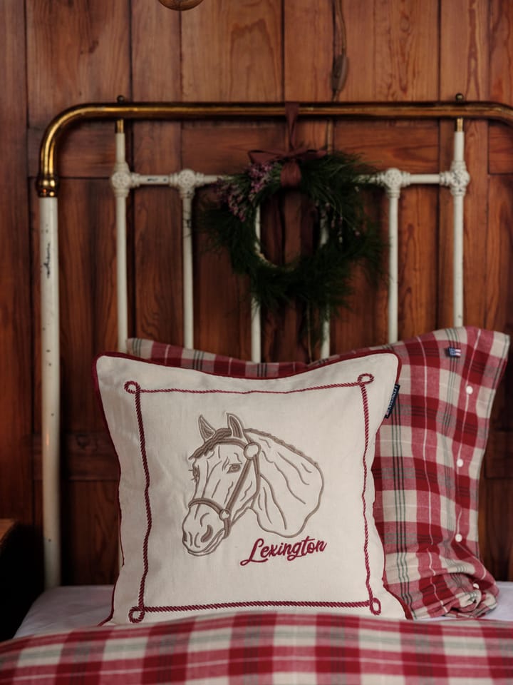 Checked cotton flannel pillowcase 50x60 cm., Red-beige-green-white Lexington