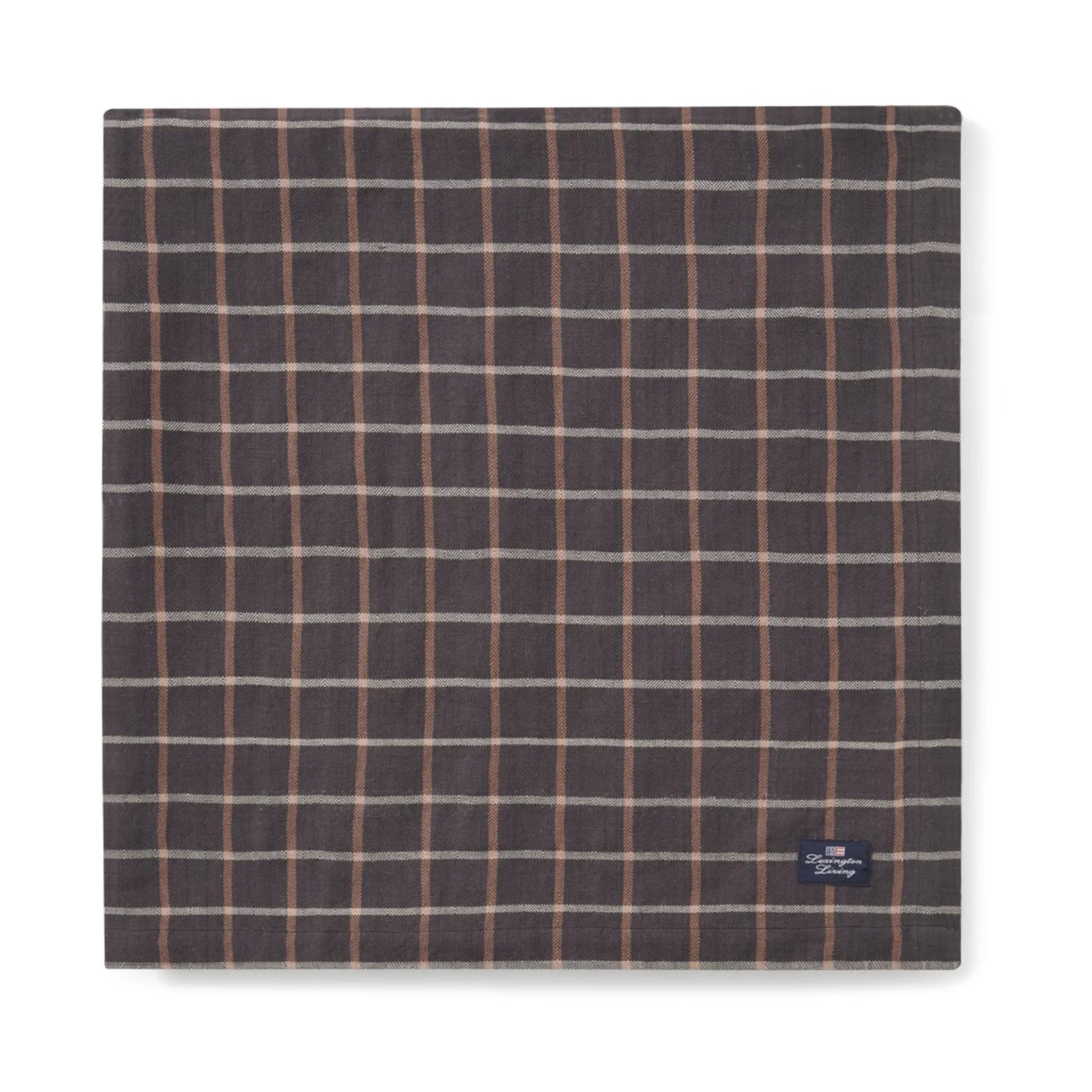 Checked Cotton Linen tablecloth 150x250 cm, Dark grey-beige Lexington