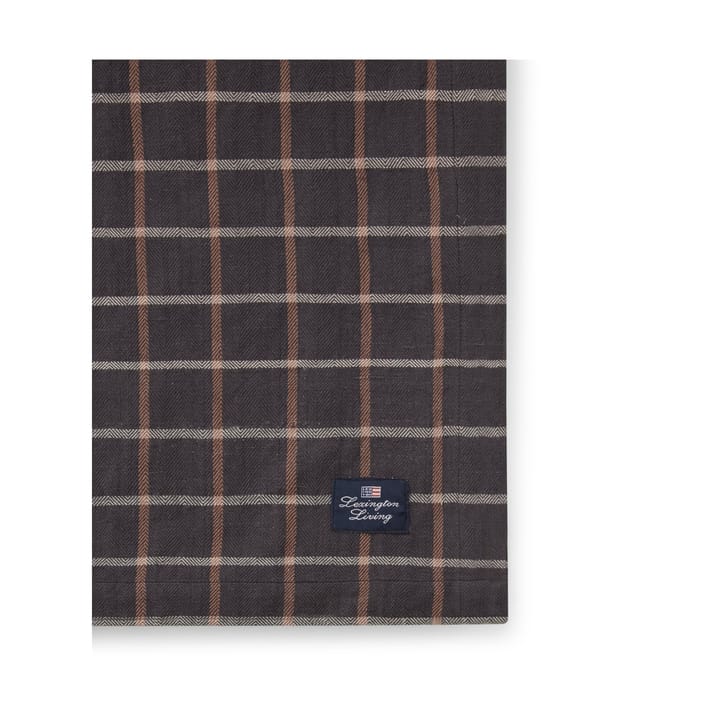 Checked Cotton Linen tablecloth 150x250 cm, Dark grey-beige Lexington