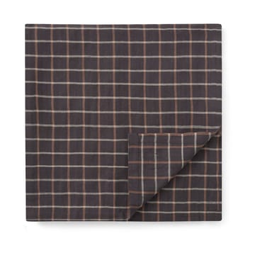 Checked Cotton Linen tablecloth 150x250 cm - Dark grey-beige - Lexington