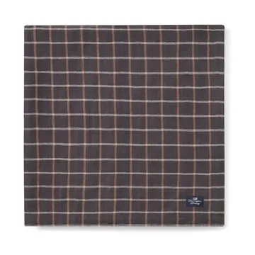 Checked Cotton Linen tablecloth 150x350 cm - Dark grey-beige - Lexington