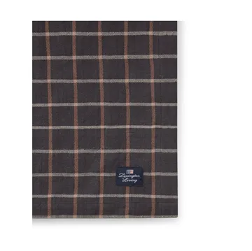 Checked Cotton Linen tablecloth 150x350 cm - Dark grey-beige - Lexington