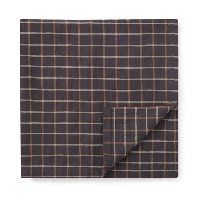 Checked Cotton Linen tablecloth 150x350 cm - Dark grey-beige - Lexington