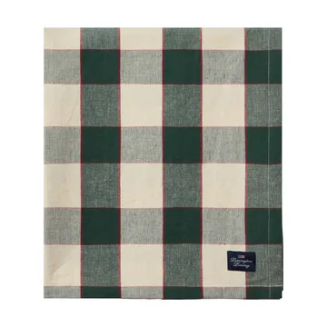 Checked Cotton Linen tablecloth 150x350 cm - Green-light beige-red - Lexington