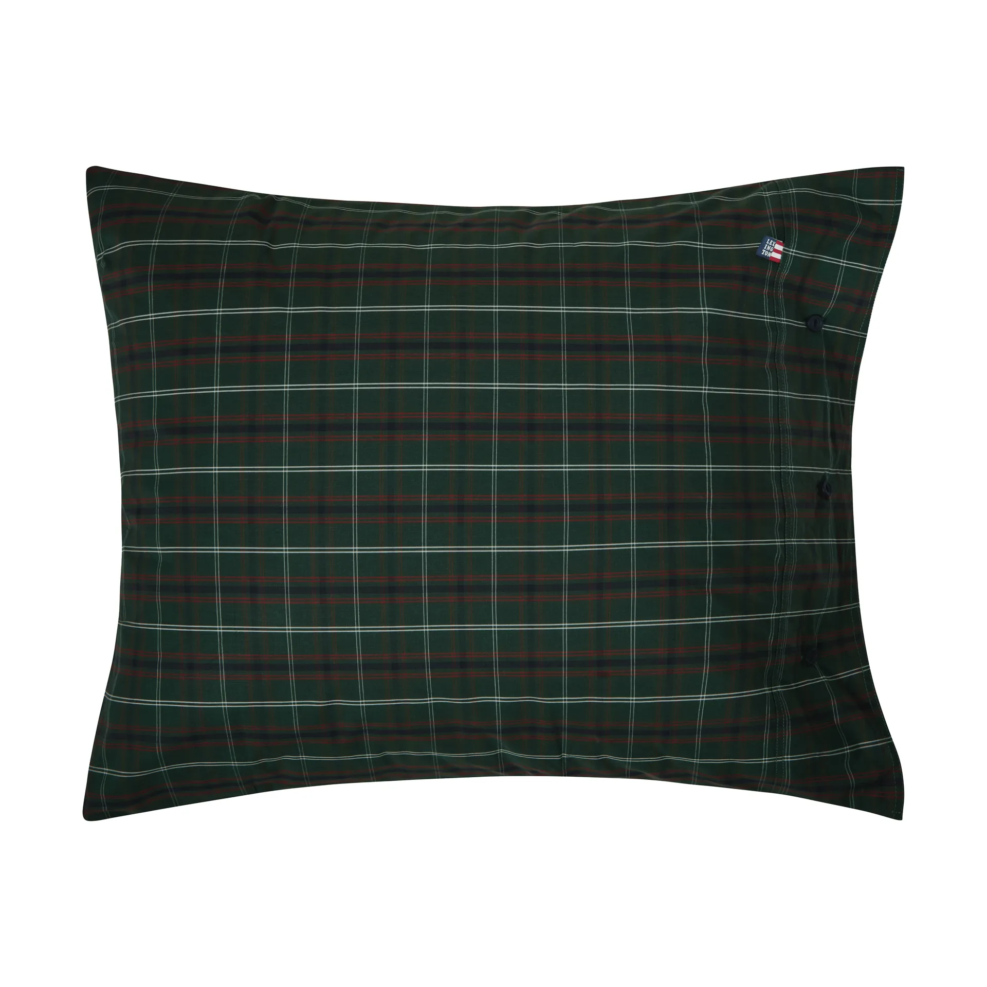 Checked cotton percale pillowcase, Green-navy, 50x60 cm Lexington