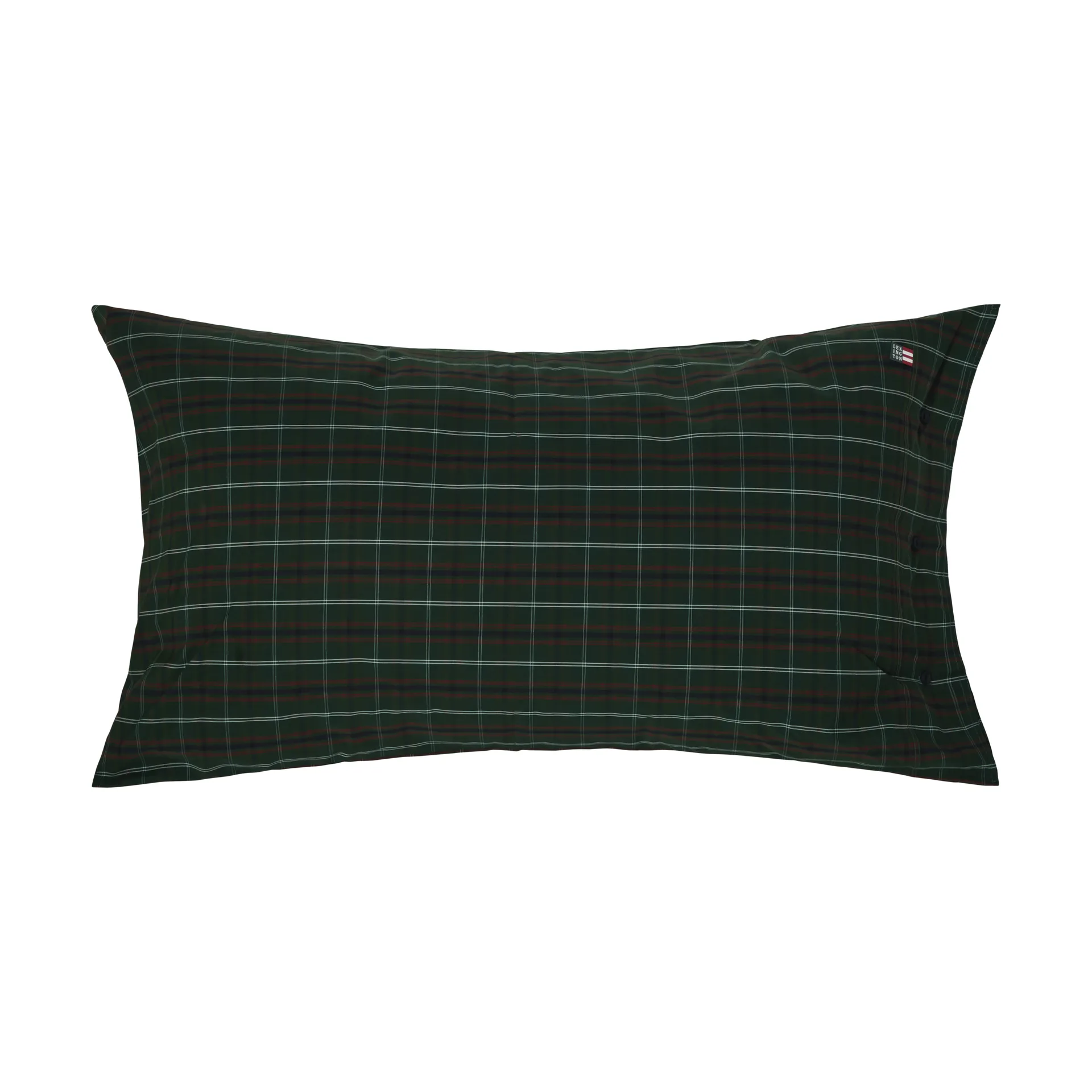 Checked cotton percale pillowcase, Green-navy, 50x90 cm Lexington